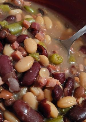 A picture of Ham and beans.