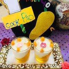 A picture of Mango 🥭 panna cotta(pudding).