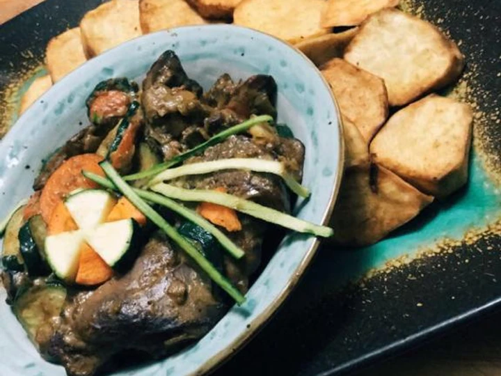 Recipe Liver pilaff and Sweet potatoes chips the Delicious Delicious