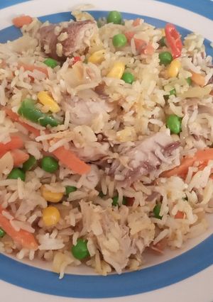 A picture of Colourful Spicy Rice & Mackerel.