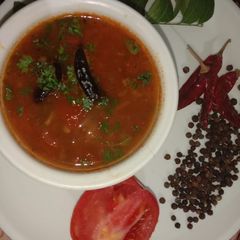 A picture of Tomato Pepper Rasam.