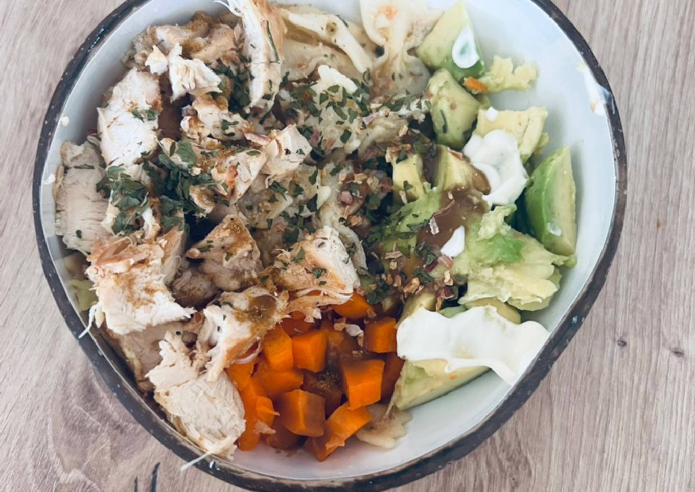 Bowls Poulet Avocat Pâtes