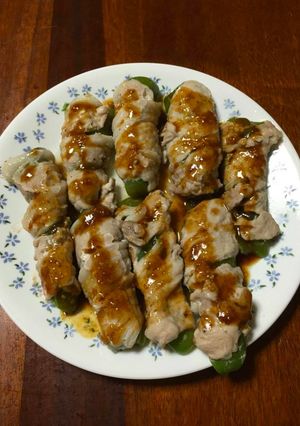 A picture of So Fast! So Easy! Green Pepper Wrapped in Pork (Side Dish).