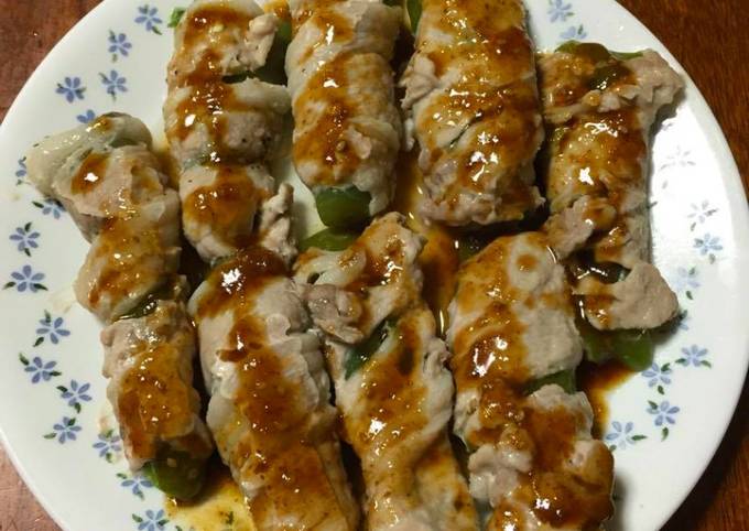So Fast! So Easy! Green Pepper Wrapped in Pork (Side Dish)