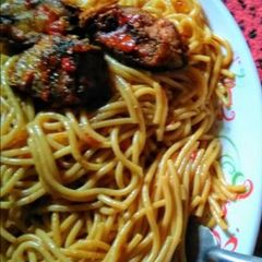 A picture of Jollof Spaghetti.