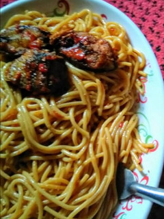 A picture of Jollof Spaghetti.