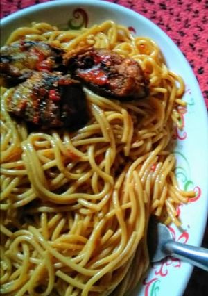 A picture of Jollof Spaghetti.