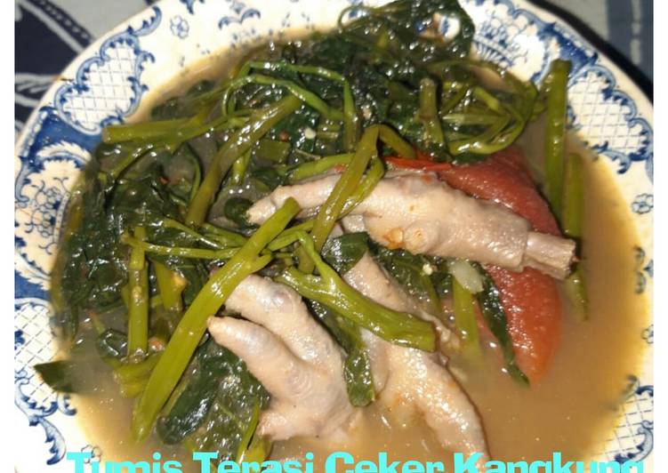 Tumis terasi ceker kangkung
