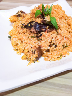 A picture of Palm oil rice native jollof rice.
