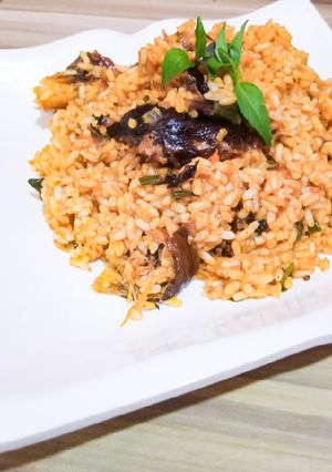 A picture of Palm oil rice native jollof rice.