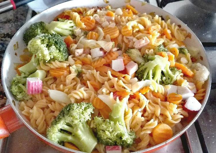 Menestra de verdura con pasta de lentejas