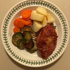A picture of Breton Cheese-Stuffed Chicken Breasts in Prosciutto.