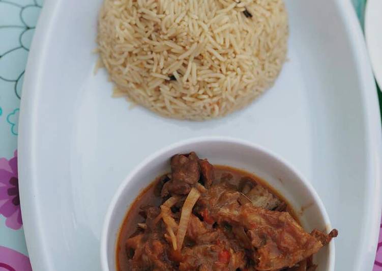 Simple Way to Prepare Homemade Afghan rice&amp;lamb in ketchup&amp;mayo