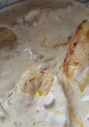 Une photo de Escalopes de poulet façon carbonara