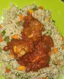 Fried rice and pepper meat sauce