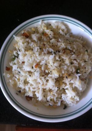 A picture of Andhra style Coconut Rice.