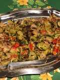 Courgettes bicolores à la pancetta corse et tomates cerise