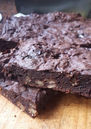 Una foto de Brownie sin azúcar y sin harina de trigo