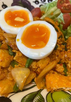 Hình của món Kim chi chiên yến mạch (kimchi fried oatmeal).