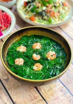 Hình của món Canh Rau Tập Tàng Nấu Tôm Tươi.