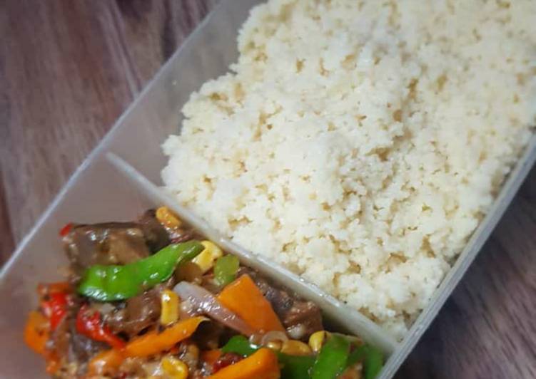 Couscous and gizzard stir fry