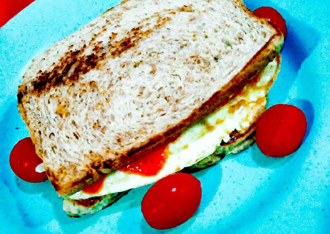 Roti gandum bakar+telor ceplok(home made)