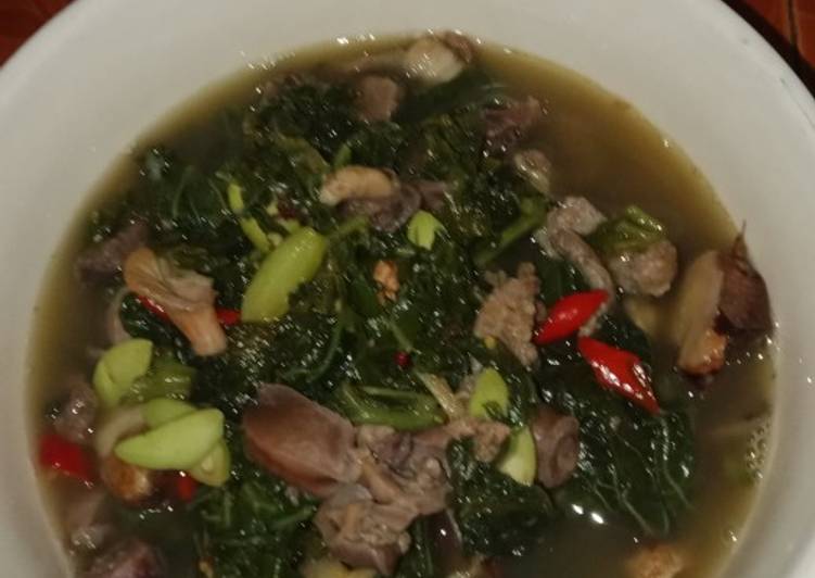 Proses Menyiapkan Tumis Daun Labu Parang Ampela Pete (No Bwg2an) yang praktis
