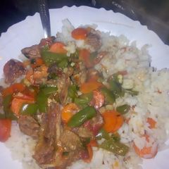 A picture of Beef with Rice.
