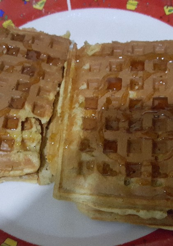 Una foto de Waffles de guineo y mantequilla de maní