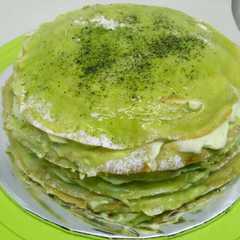 Green Tea Mille Crepe Cake রেসিপির প্রধান ছবি