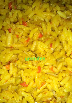A picture of Curry jollof rice.