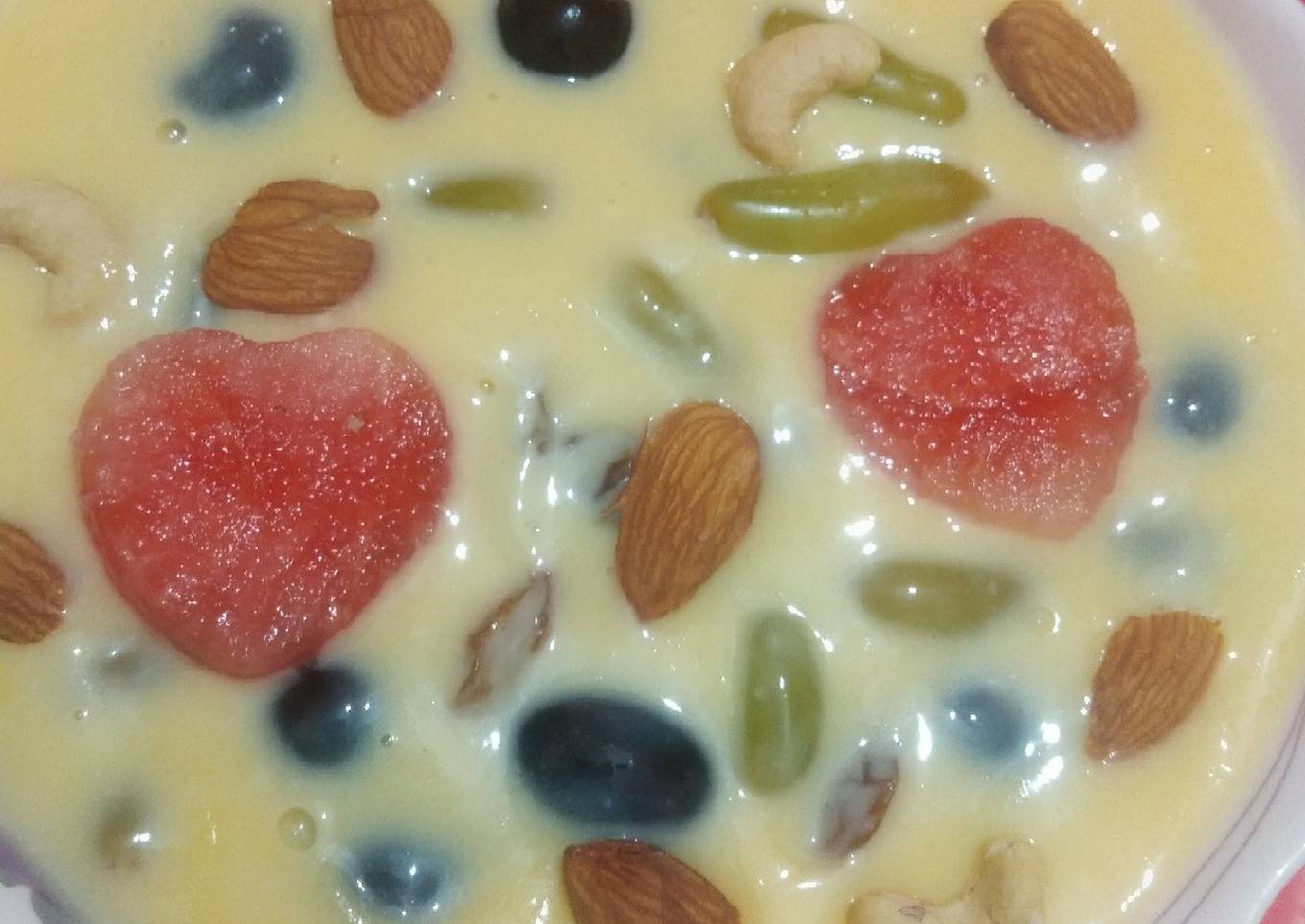 Fruits custard recipe