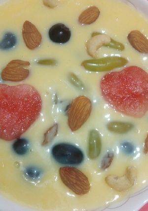 A picture of Fruits custard recipe.