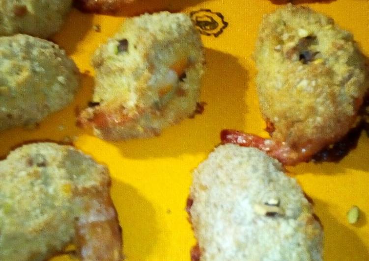 Gamberi panati con crema di ceci gratinati in forno