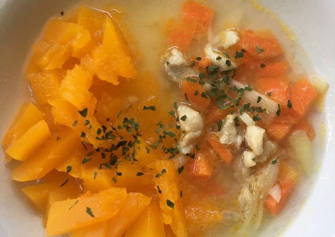 Resep Labu kukus & Sup ayam wortel mpasi 11 bulan