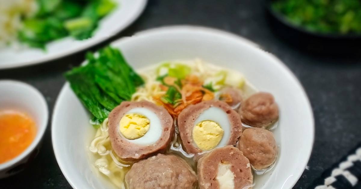 Resep Bakso Aneka Isi Telur Sawi Putih Sambal Oleh Fransiska Arie