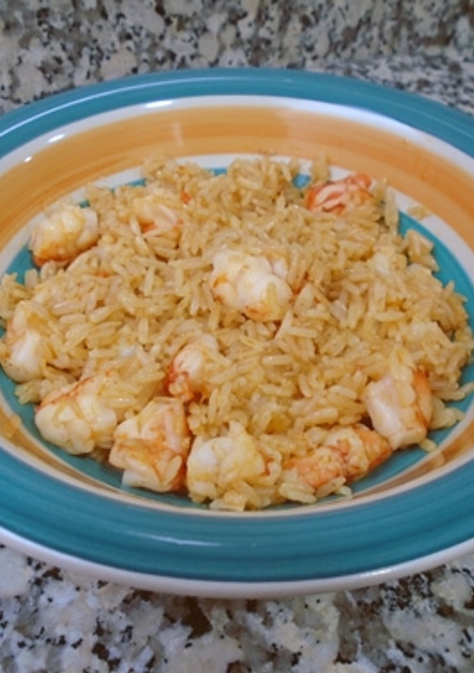 Una foto de Arroz jazmín con langostinos al ajillo