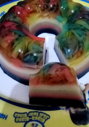 Foto resep Puding warna warni