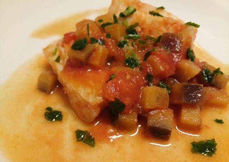 Recipe of Award-winning Spicy cod and aubergine stew Baccalà e melanzana piccante 🎄