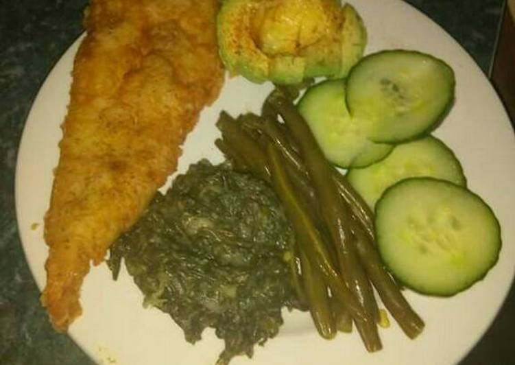 Fried fish and veggies