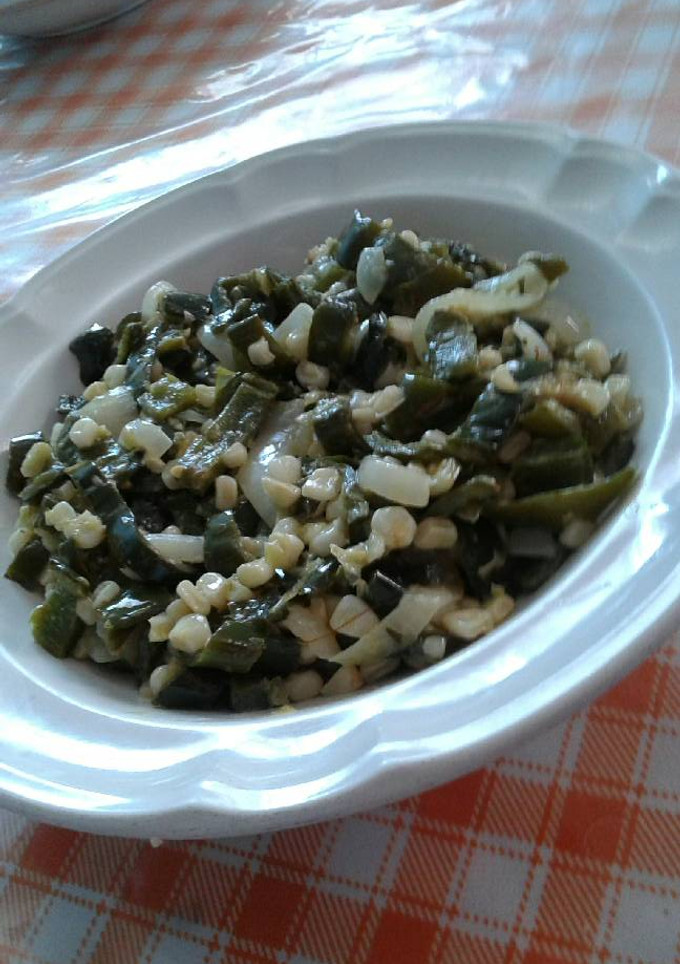 Una foto de Rajas poblanas con crema y elote