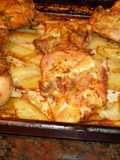 Presitas de pollo y papas doradas