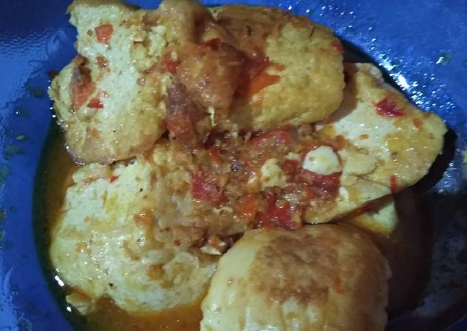 Resep Tahu cina masak kuah kuning (pedas &amp; enak) yang Enak Banget