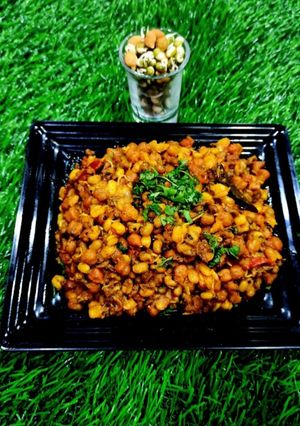 A picture of Dry Sabji Of Sprouted Black Gram And Moong.