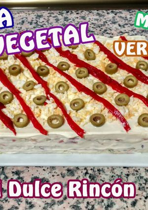 Una foto de Tarta vegetal con crema de anchoas y melva