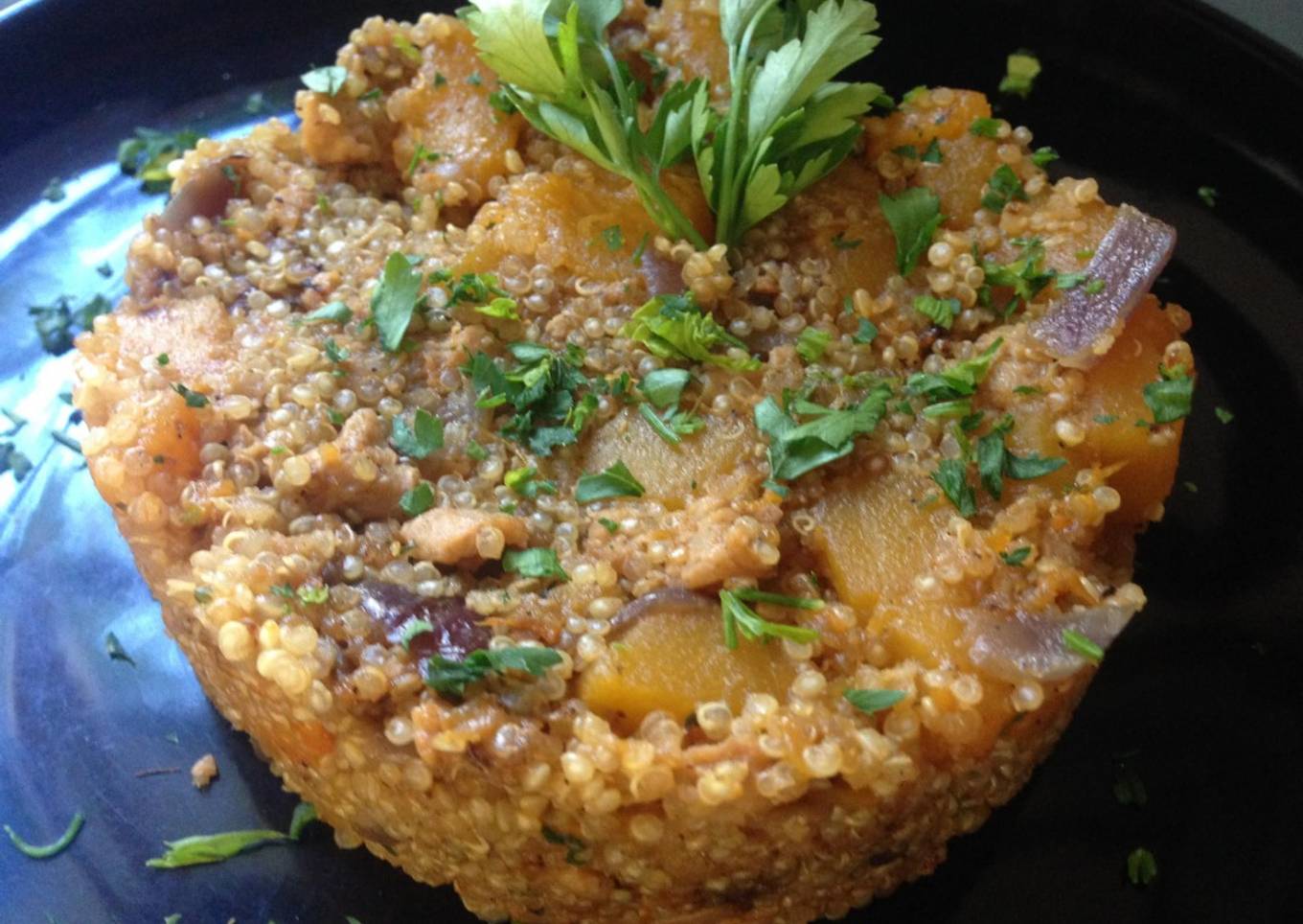 Quinoa con calabaza y soja texturizada