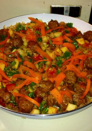 Una foto de Arroz con chorizo y legumbres