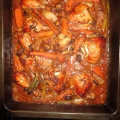 Baked Chicken thighs in potatoes A picture of Baked Chicken thighs in potatoes.