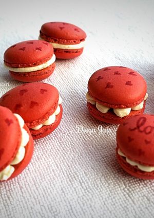 A picture of Eggless Raspberry Rose Macarons (Aquafaba).