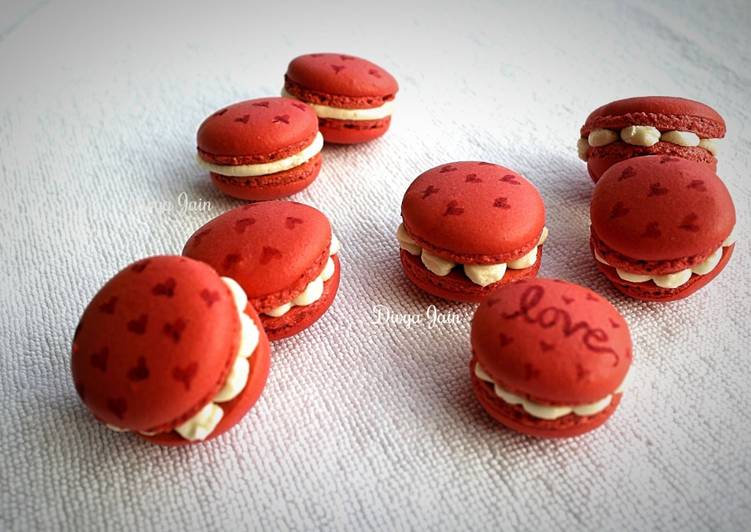 Recipe of Homemade Eggless Raspberry Rose Macarons (Aquafaba)